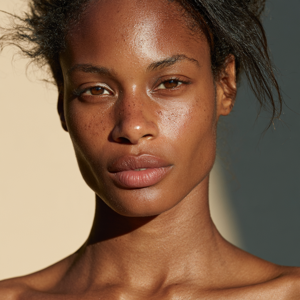 Visage à la peau hydratée et lumineuse
