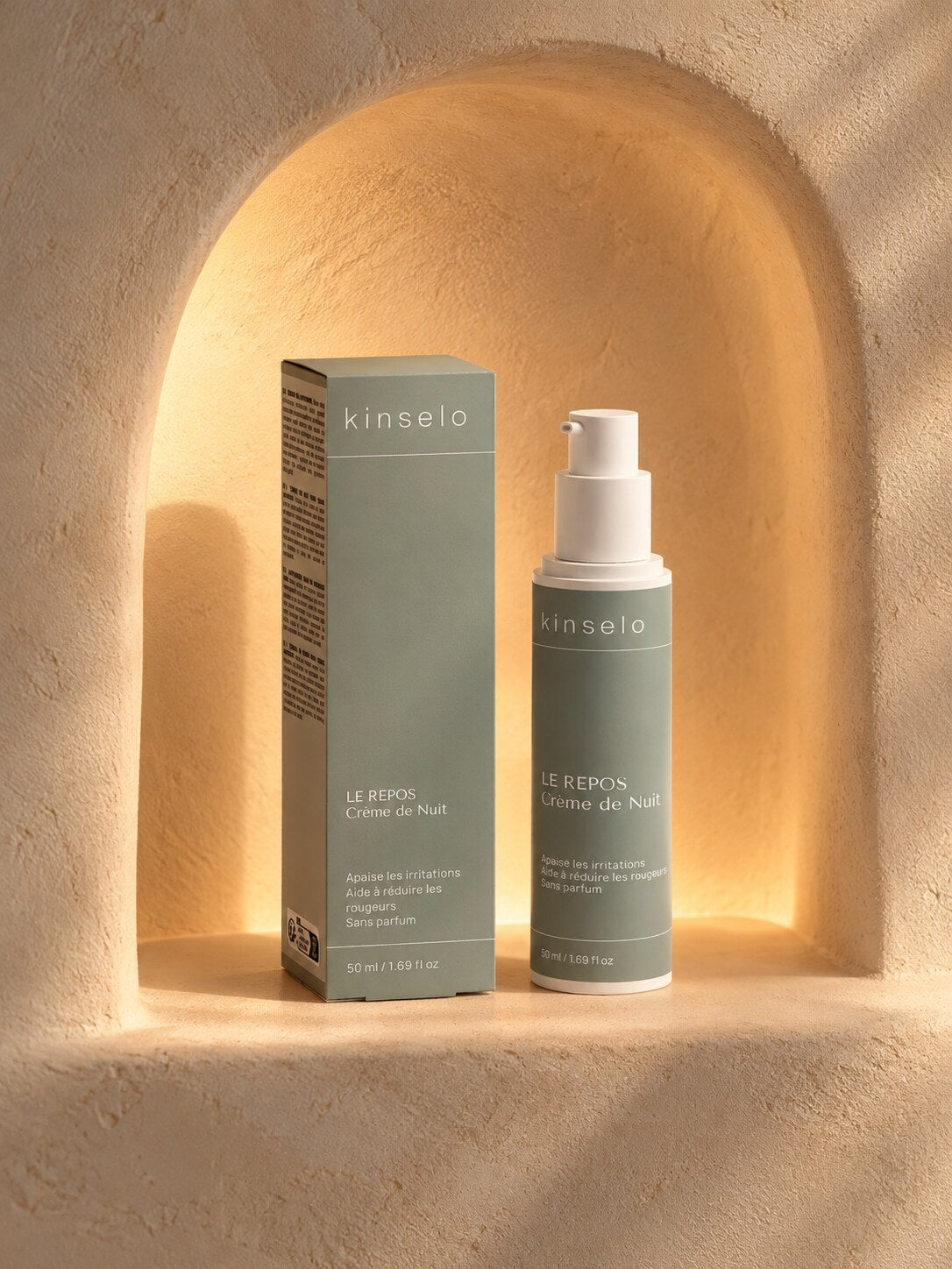 Le Repos - crème de nuit apaisante sans parfum, flacon et boîte